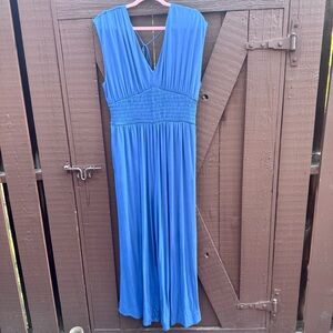 Old Navy Wide Leg Jumper/Romper Gathered Waist Tie Design Back V Neck